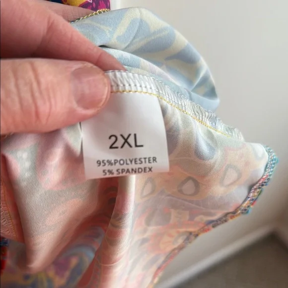 Red and Blue Puff Sleeve V-Neck Maxi Sundress - Picture 4 of 13